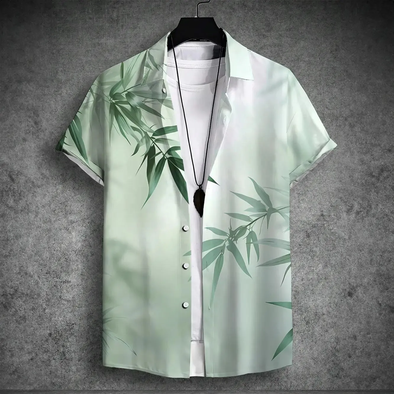 2024 new men's short-sleeved shirt Chinese style printed men's Hawaiian lapel top large size casual and comfortable men's shirt