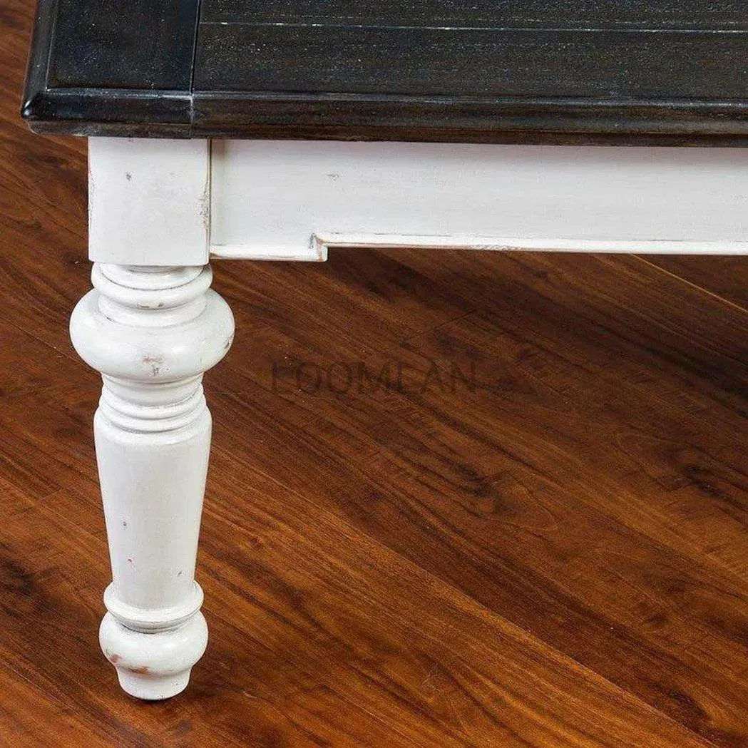 52" Rectangular White and Black Wood Cocktail Coffee Table