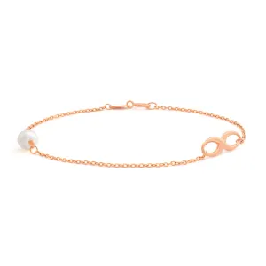 9ct Rose Gold 19cm Freshwater Pearl and Infinity Bracelet