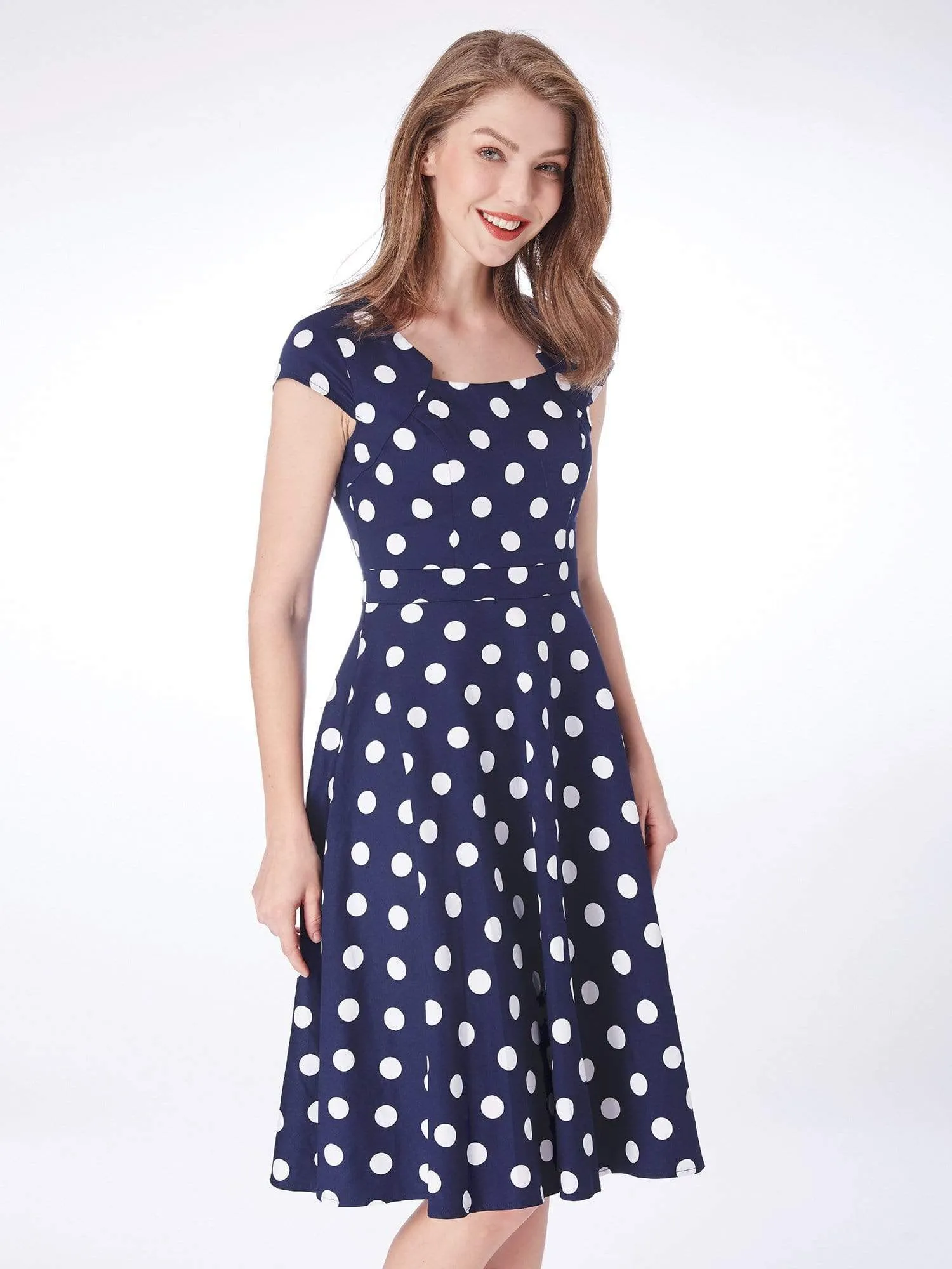 Alisa Pan Polka Dot Cap Sleeve Retro Dress