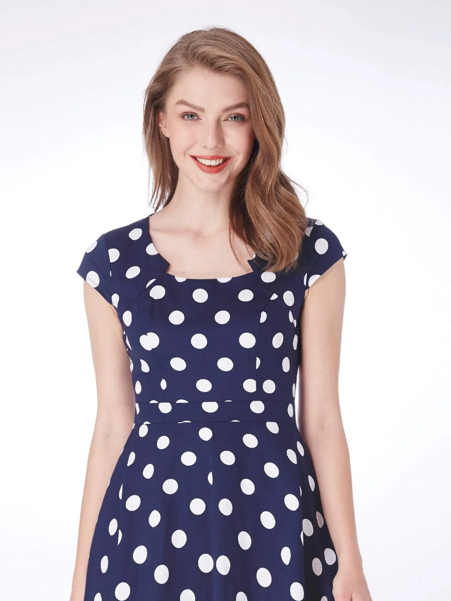 Alisa Pan Polka Dot Cap Sleeve Retro Dress