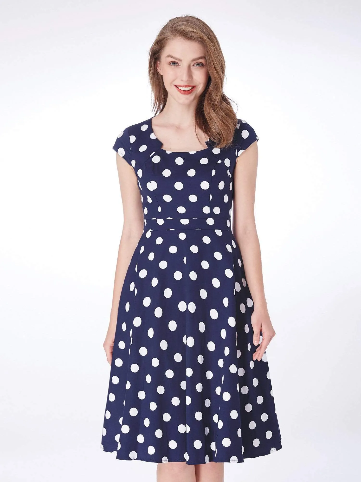 Alisa Pan Polka Dot Cap Sleeve Retro Dress