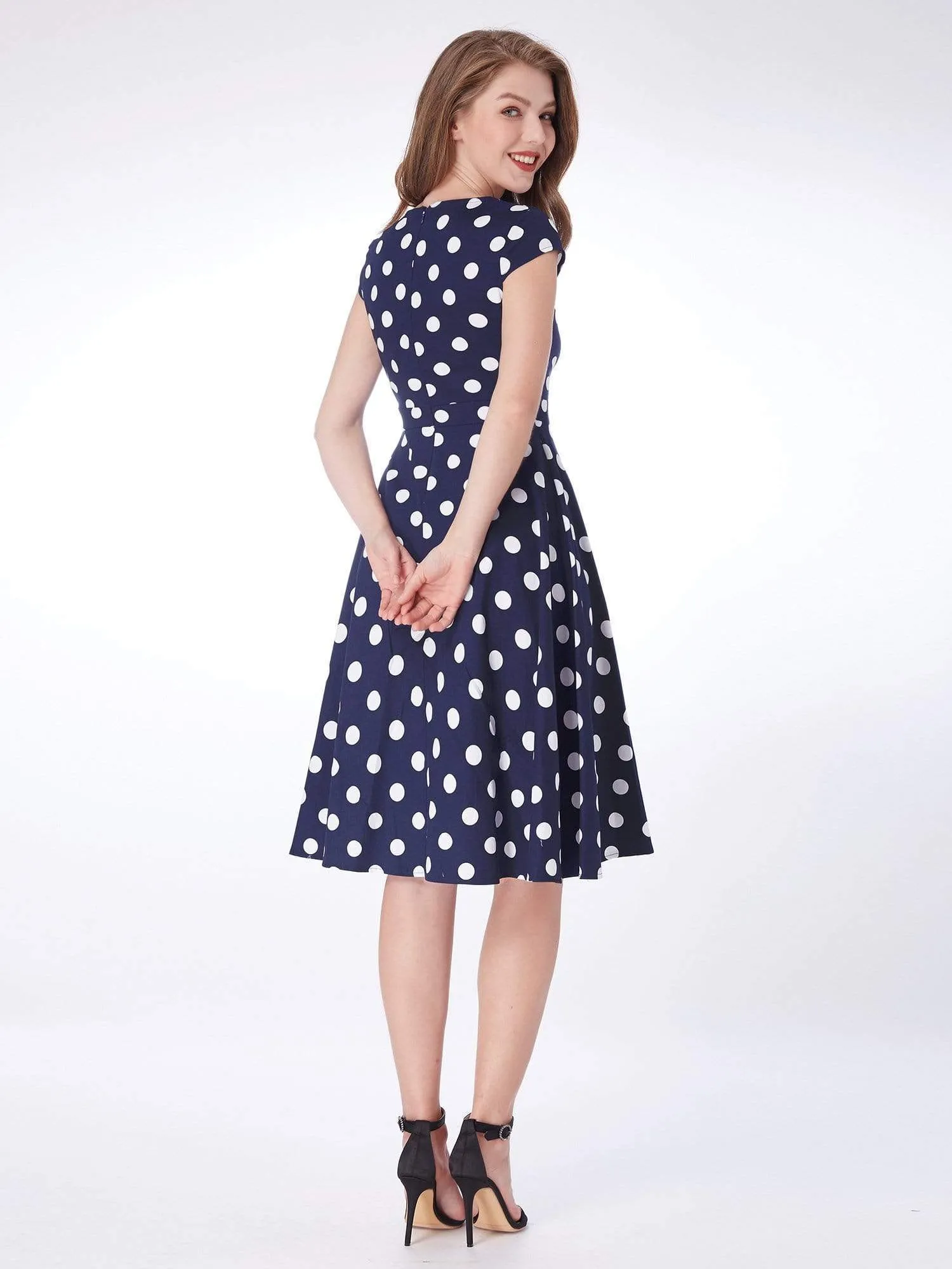 Alisa Pan Polka Dot Cap Sleeve Retro Dress