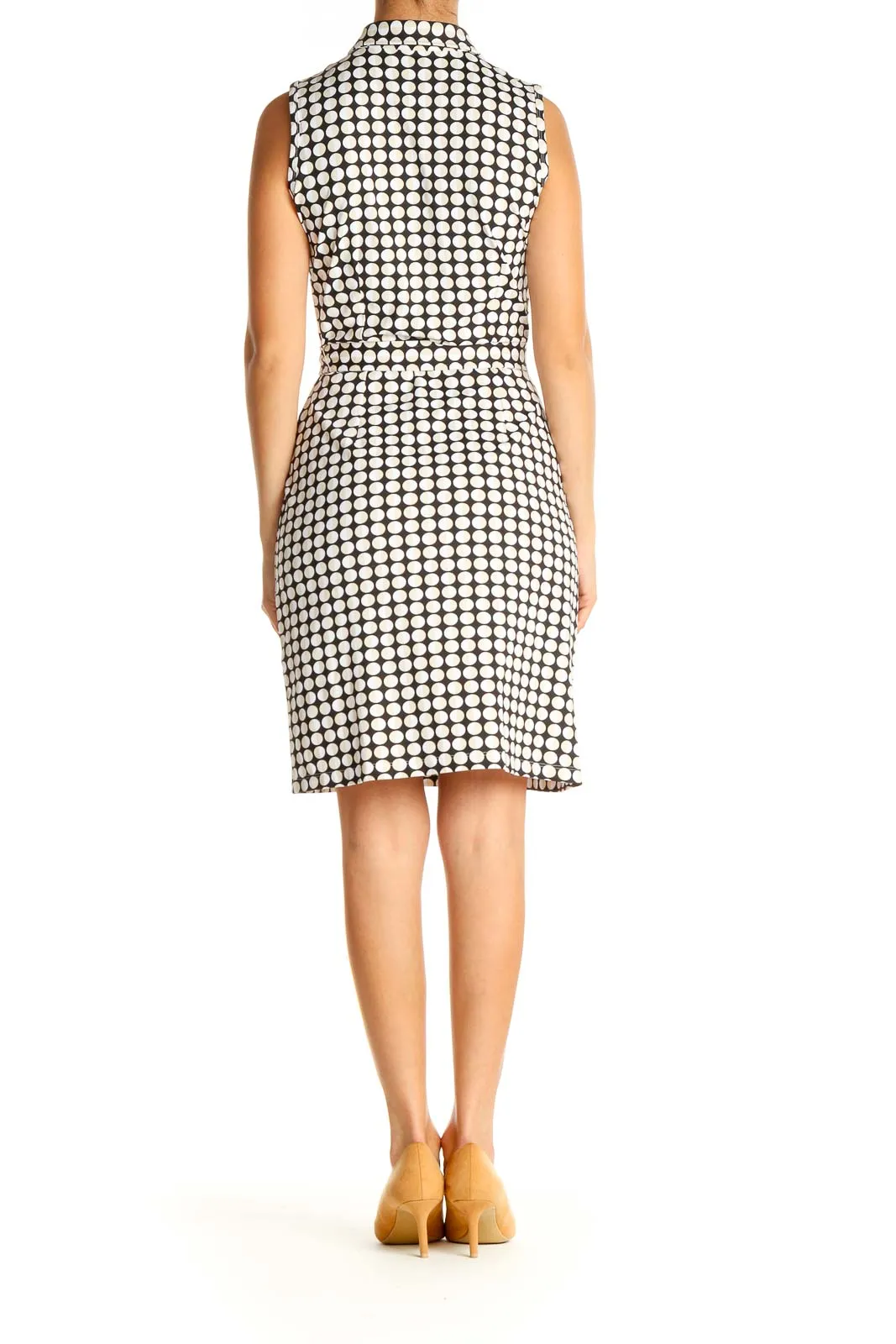 Black Geometric Print Classic Sheath Dress