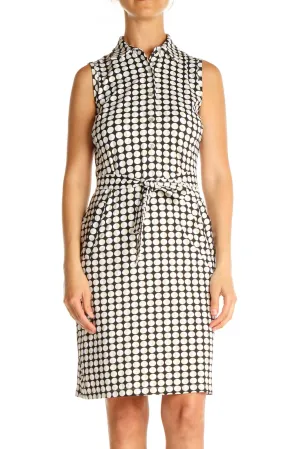 Black Geometric Print Classic Sheath Dress