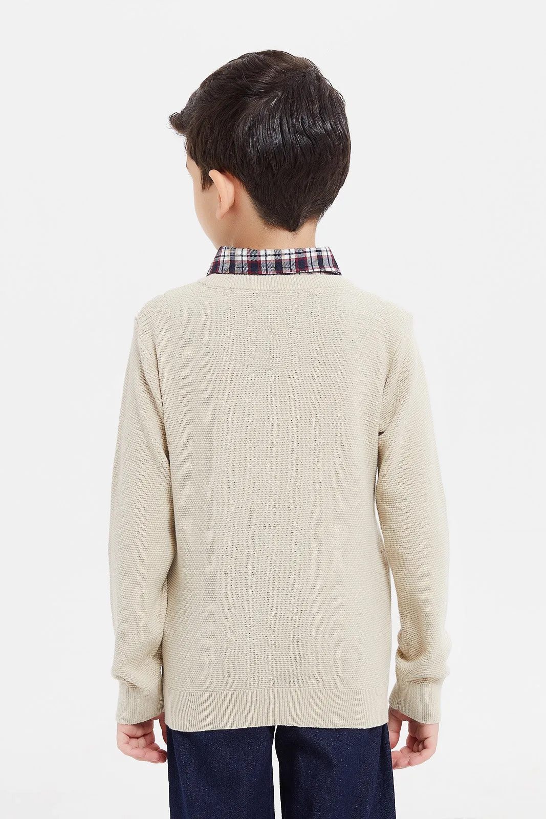 Boys Beige Shirt Jumper