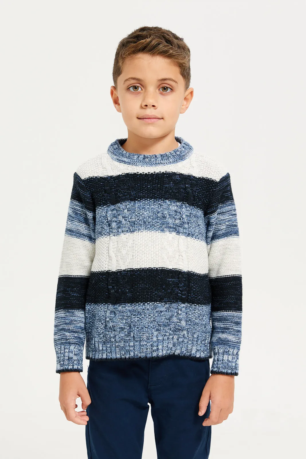 Boys Blue Striped Sweater