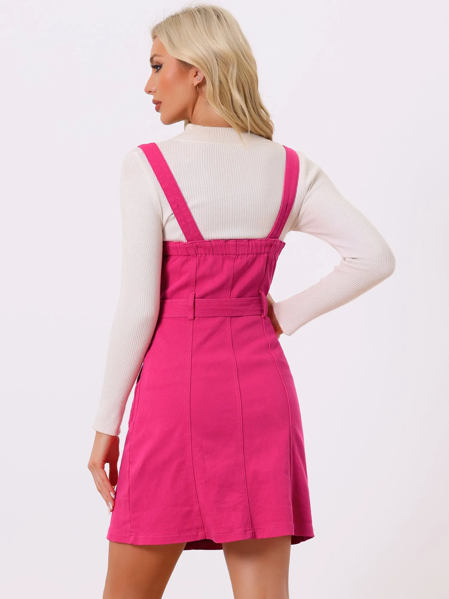 Classic Adjustable Strap A-Line Denim Overall Dress