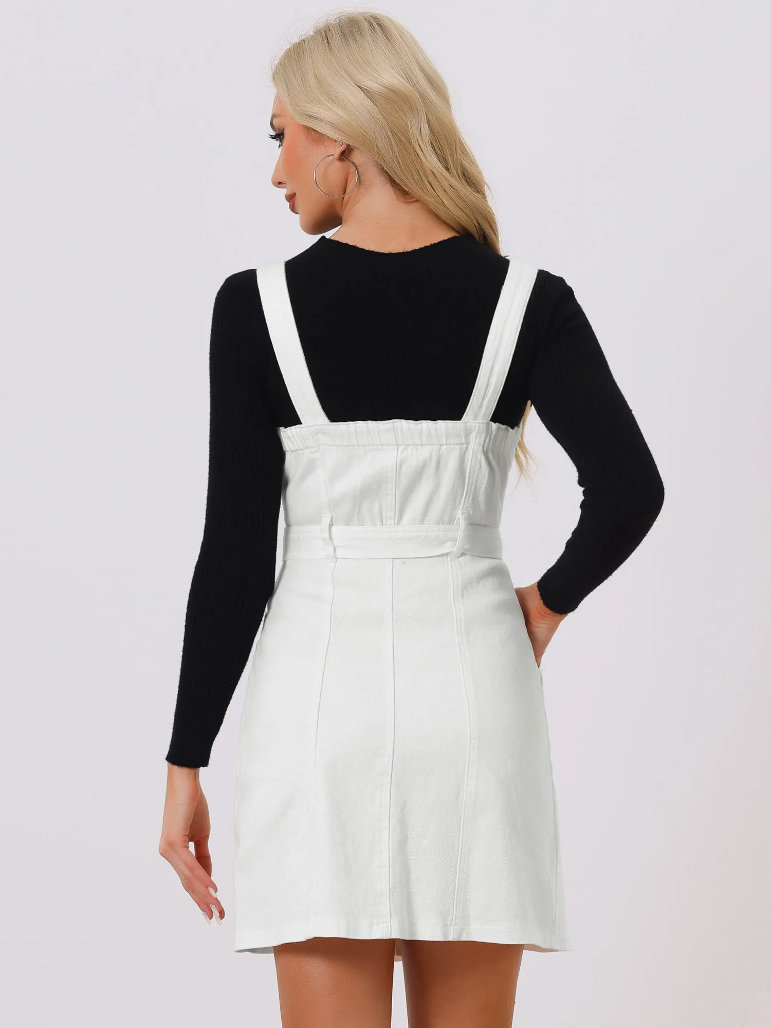 Classic Adjustable Strap A-Line Denim Overall Dress