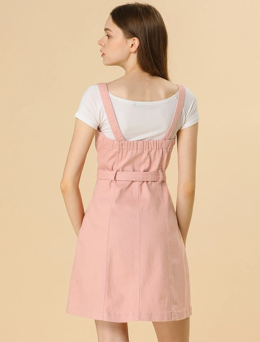 Classic Adjustable Strap A-Line Denim Overall Dress