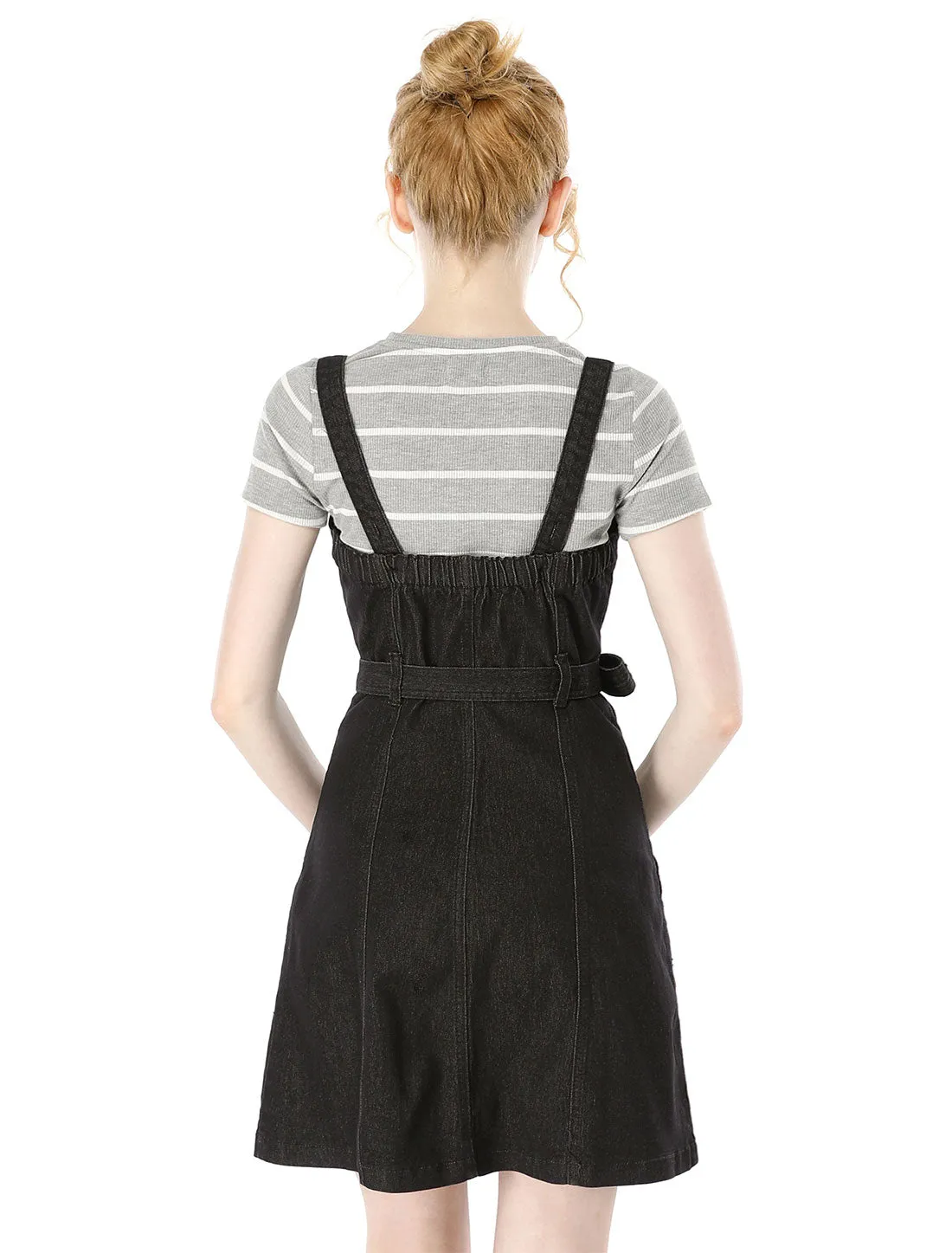 Classic Adjustable Strap A-Line Denim Overall Dress