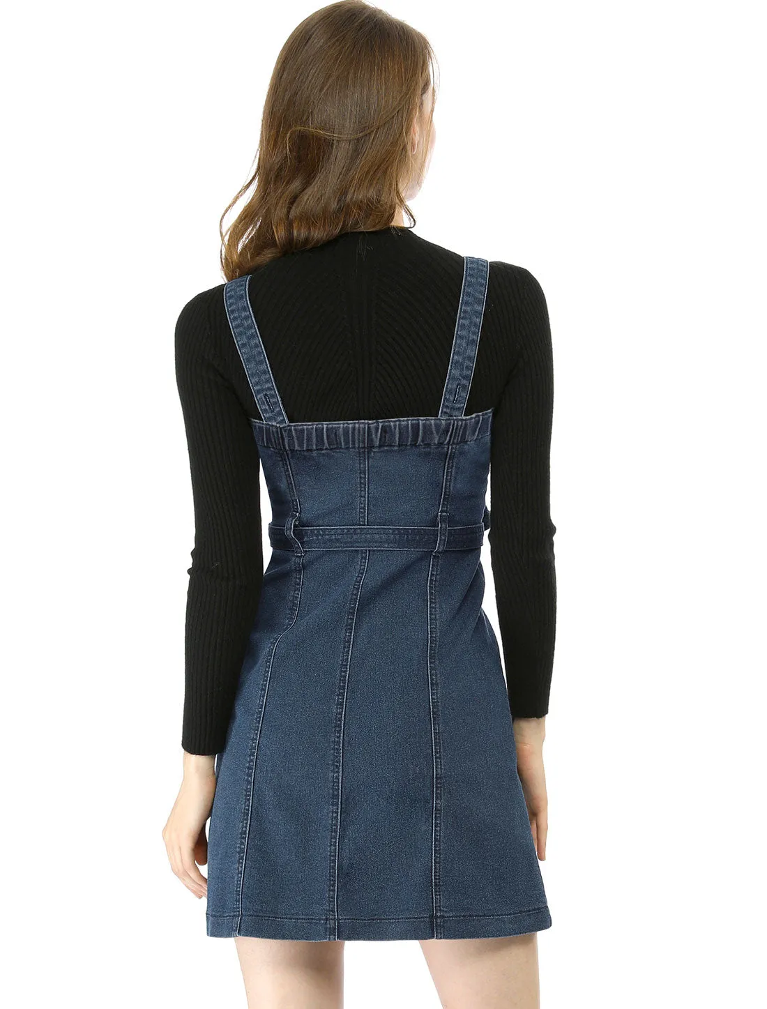 Classic Adjustable Strap A-Line Denim Overall Dress