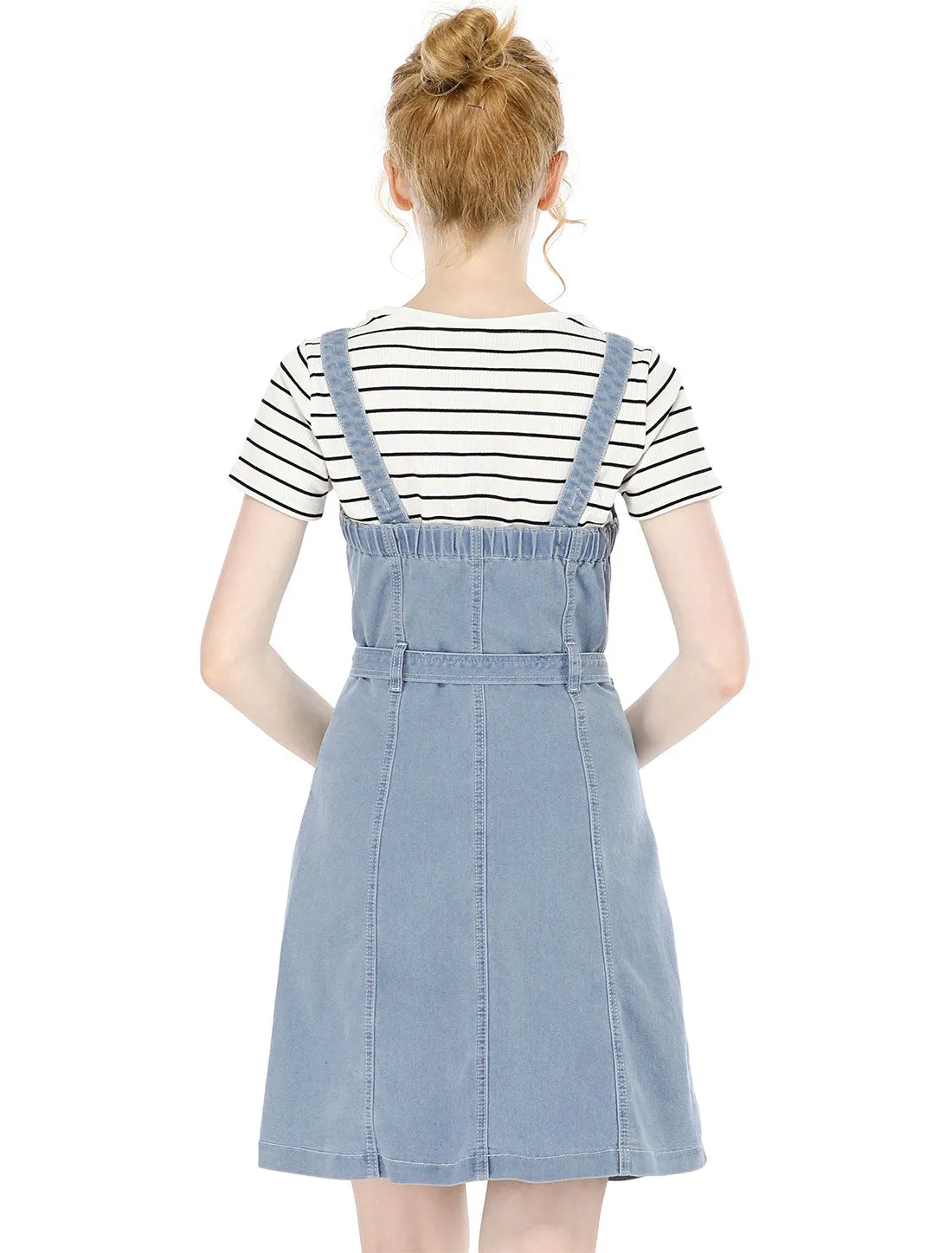 Classic Adjustable Strap A-Line Denim Overall Dress