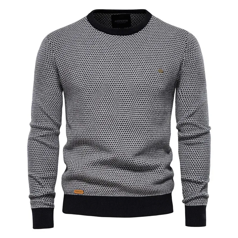 Cotton Spliced Pullovers Sweater Men Casual Warm O-neck Quality Mens Knitted Sweater Winter Fashion Sweaters for Men