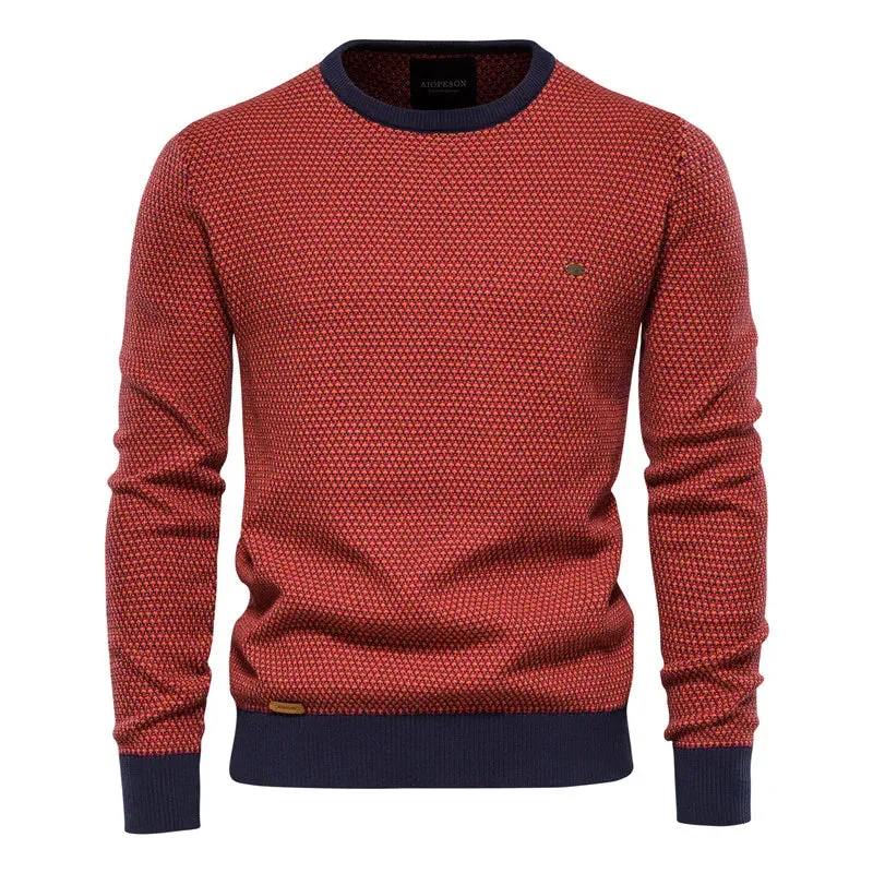 Cotton Spliced Pullovers Sweater Men Casual Warm O-neck Quality Mens Knitted Sweater Winter Fashion Sweaters for Men