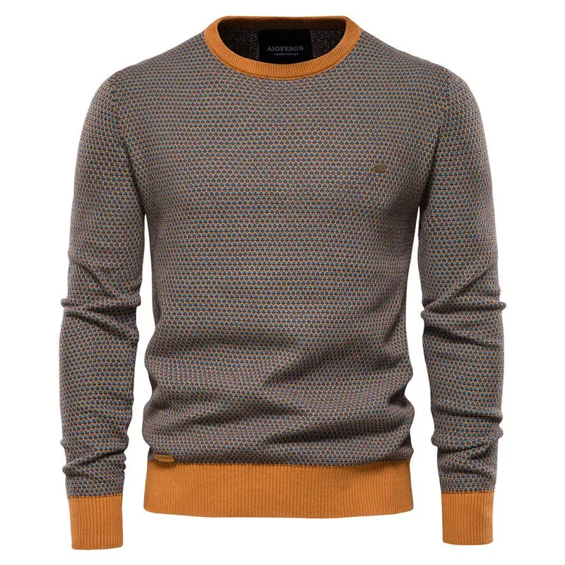 Cotton Spliced Pullovers Sweater Men Casual Warm O-neck Quality Mens Knitted Sweater Winter Fashion Sweaters for Men