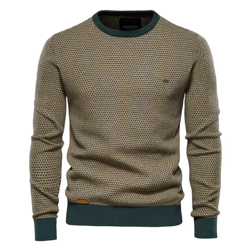 Cotton Spliced Pullovers Sweater Men Casual Warm O-neck Quality Mens Knitted Sweater Winter Fashion Sweaters for Men