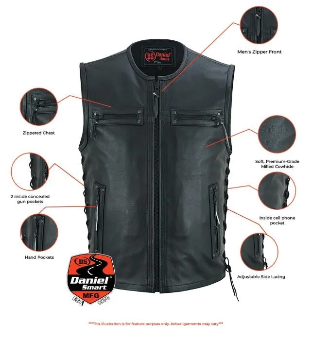 DS146 Men's Zipper Front Single Back Panel Concealed Carry Vest