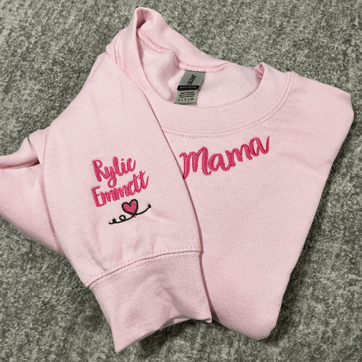 Embroidered Auntie Bear Sweatshirt with Children Name on Sleeve