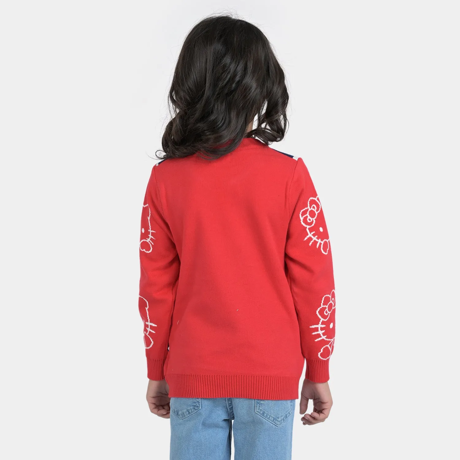 Girls Knitted Sweater Character- Red