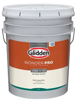 Glidden Wonder-Pro GLWP30AW/05 Interior/Exterior Paint, Flat Sheen, Antique White, 5 gal, 400 sq-ft/gal Coverage Area :PAIL: QUANTITY: 1