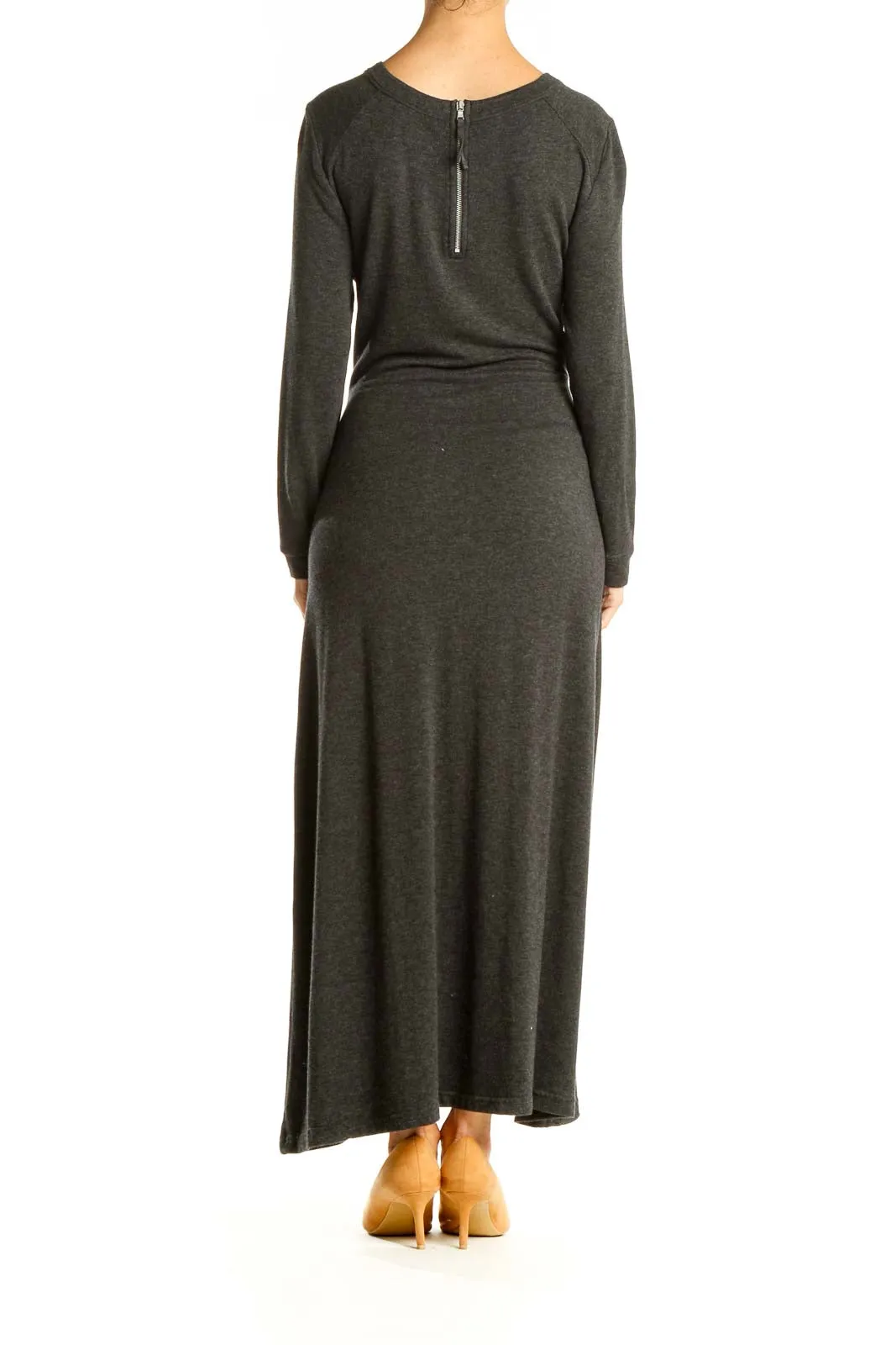 Gray Classic Long Sleeve Column Dress