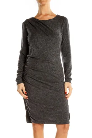 Gray Classic Long Sleeve Sheath Dress