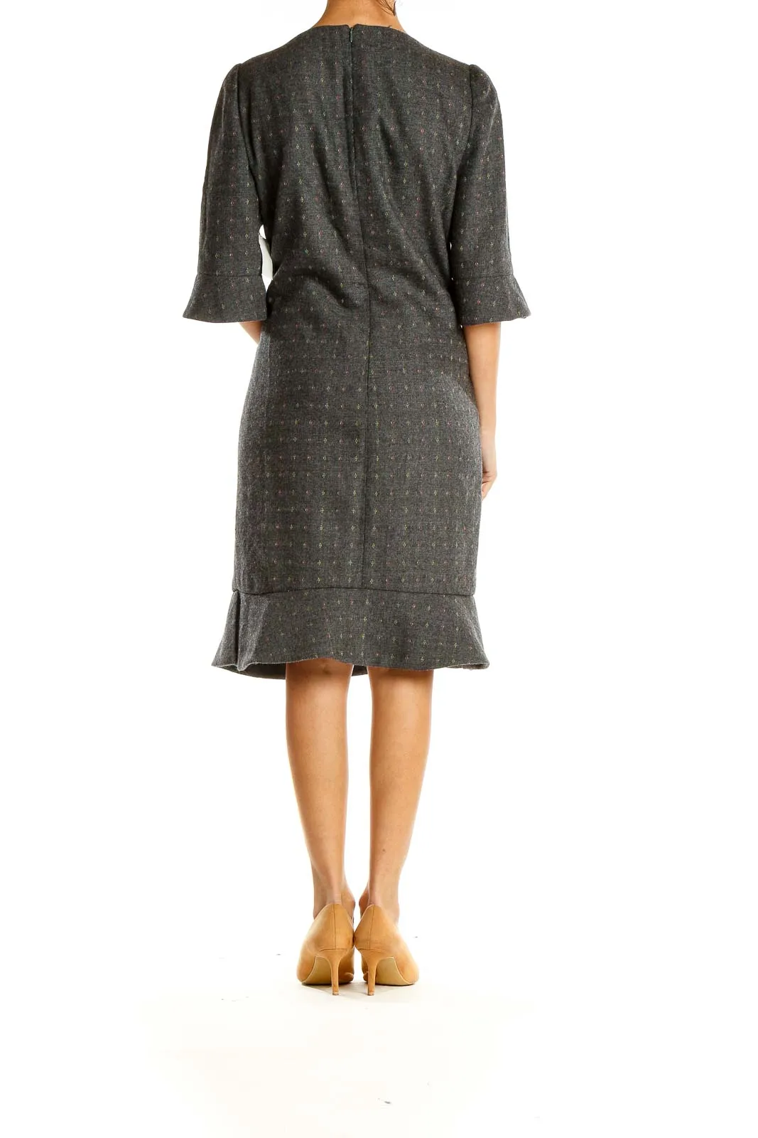 Gray Printed Classic Shift Dress