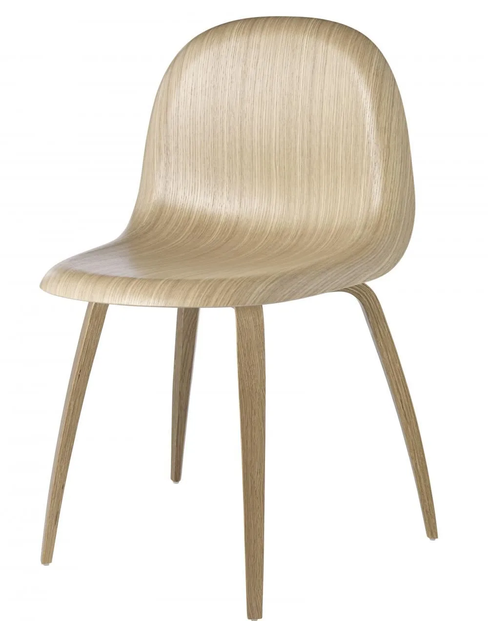 GUBI 3D Dining Chair - Wood Base with Wood Seat