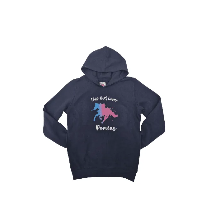 Hazy Blue Kids Pullover Pony Hoodie - Pony - Emma