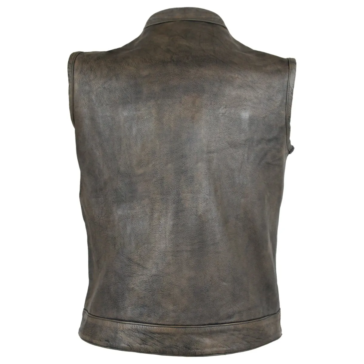 HMM914DB Vance Leather Distressed Brown Motorcycle Club Leather Vest