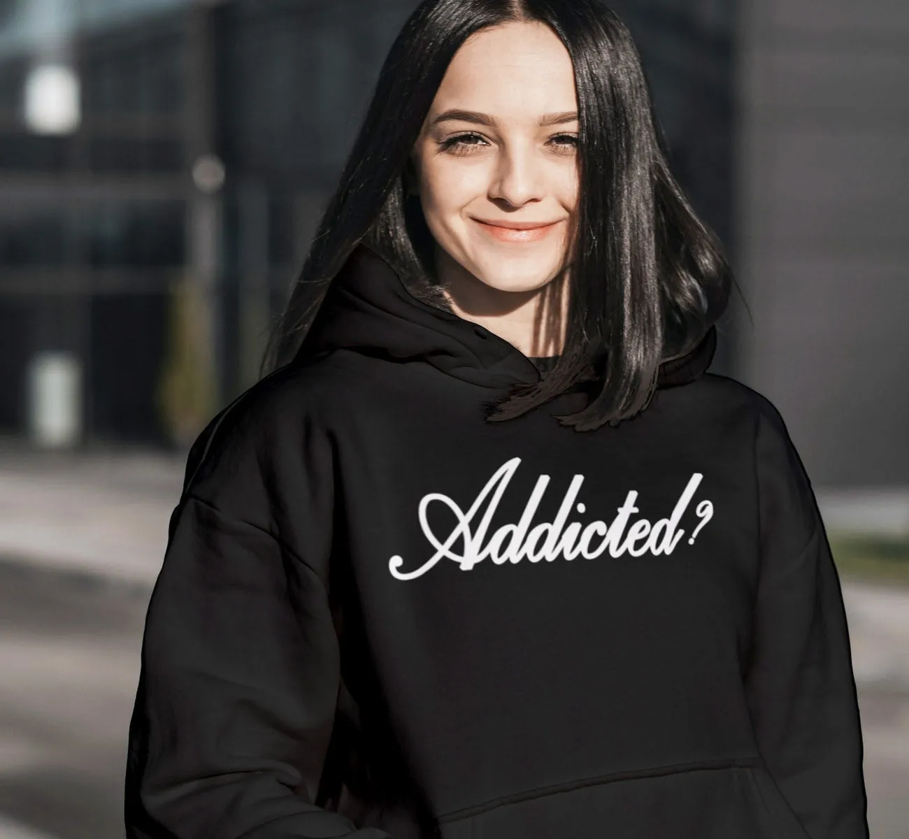 Hoodie - Addicted? - Black