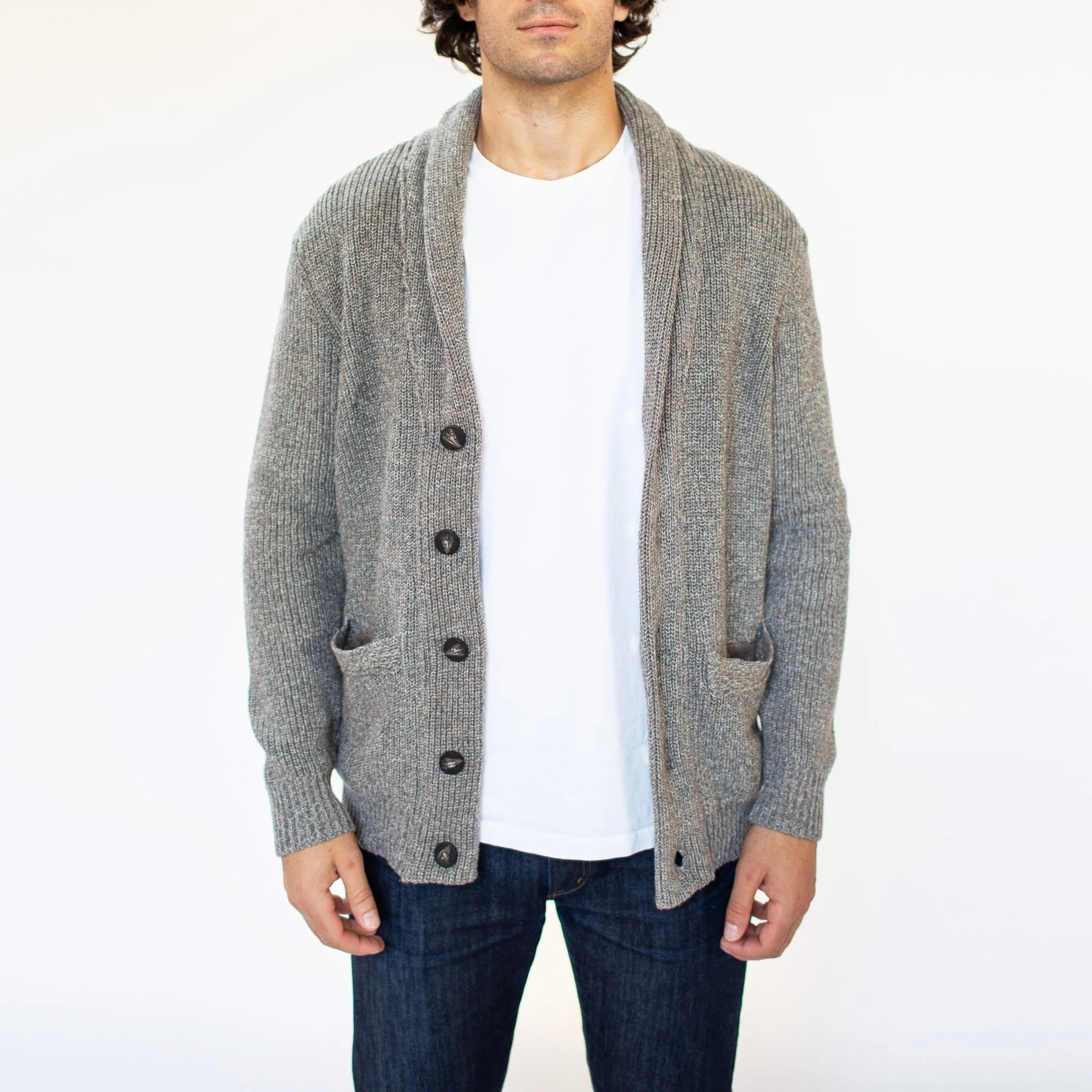 Knit Shawl Cardigan (Brown)