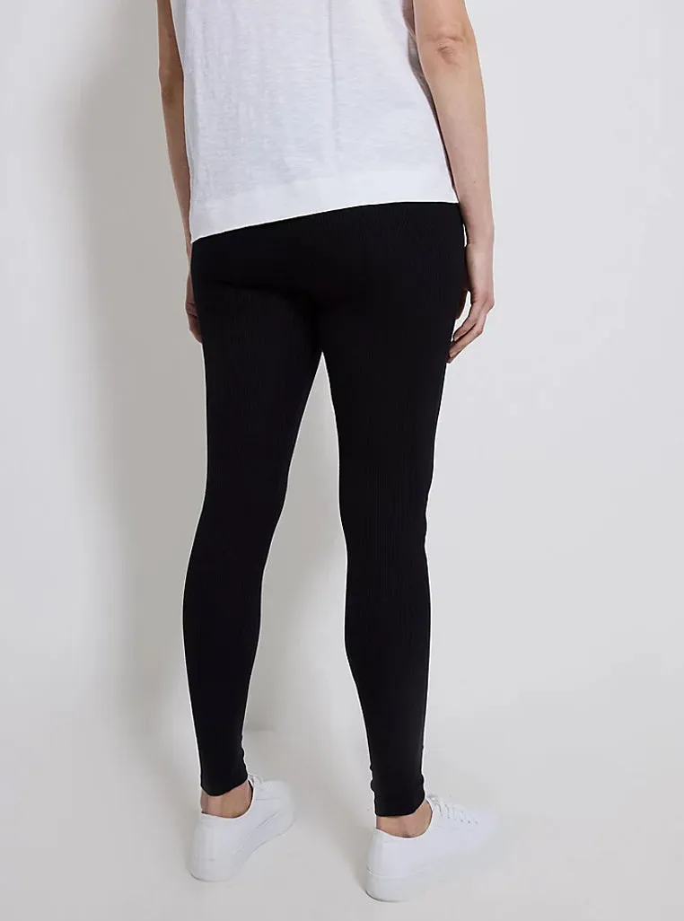 Ladies Black Ribbed Maternity Leggings