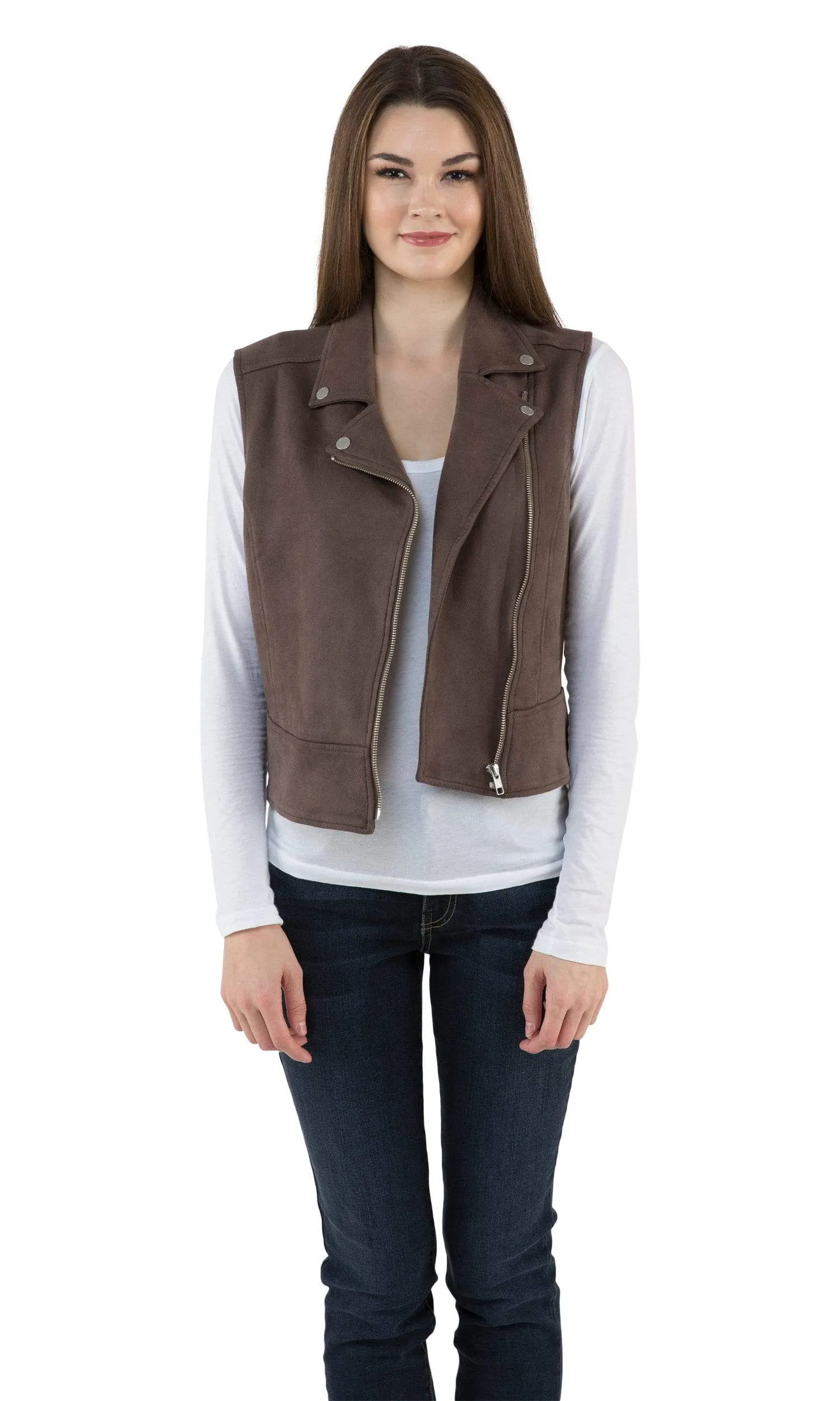 Level 99 Alexa Moto Faux Suede Vest