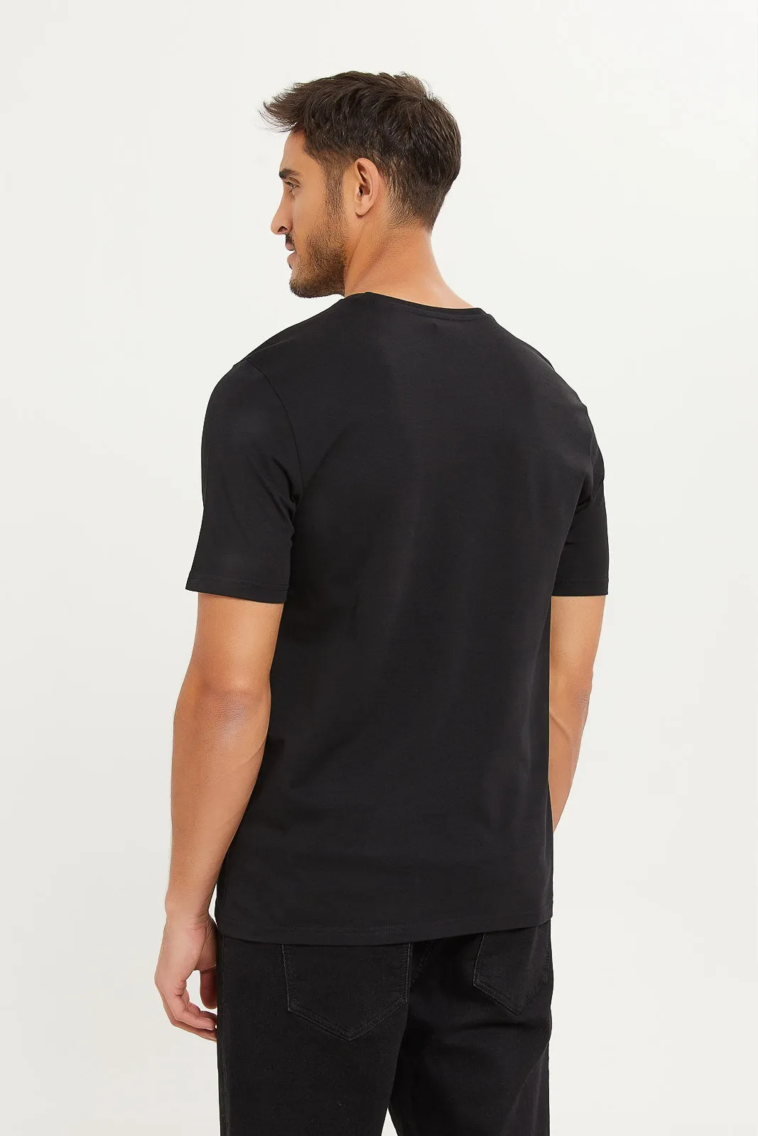 Men Black T-Shirts With Studs