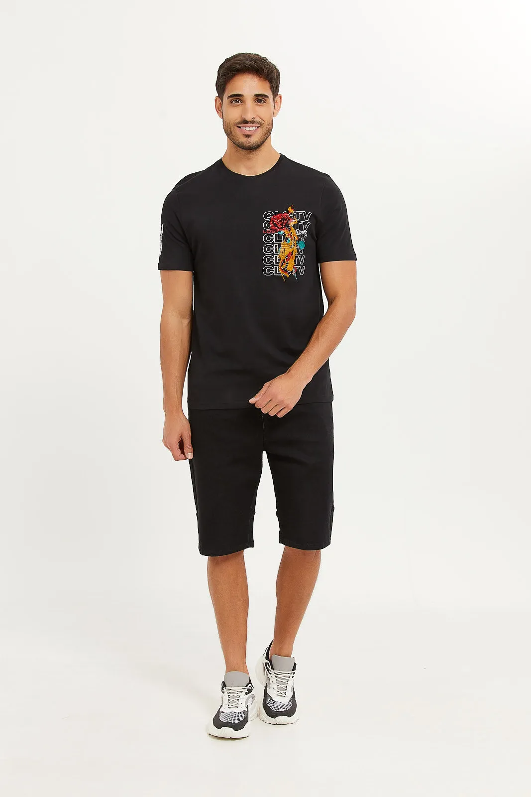 Men Black T-Shirts With Studs