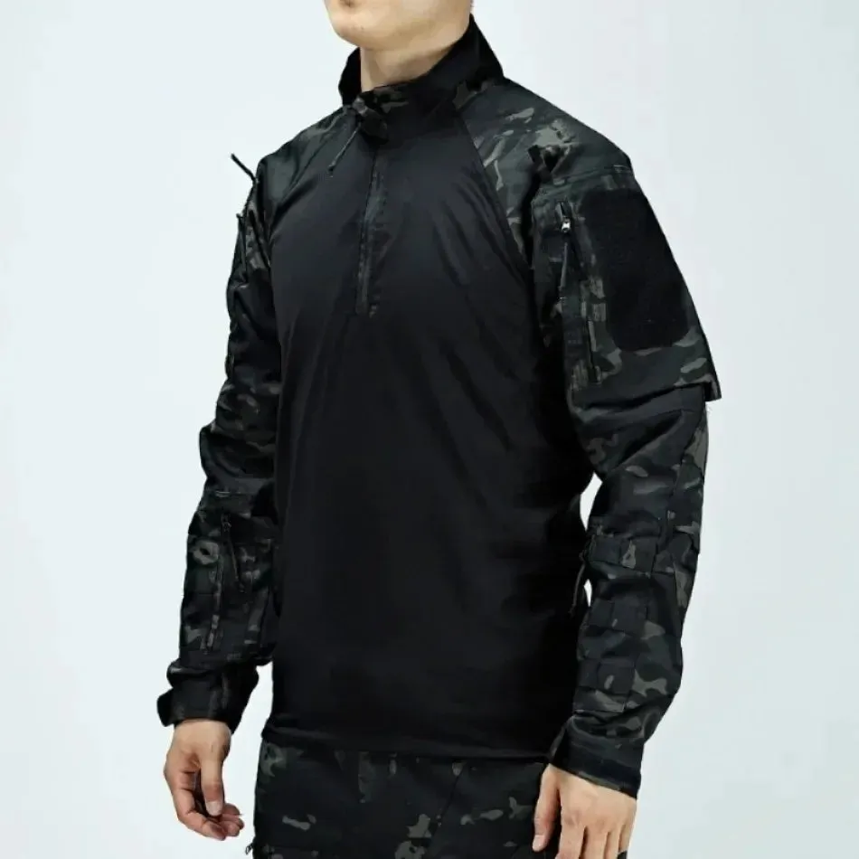 Men Camo Suit Waterproof Tactical Training Set Multi-pocket Work Wear Shirts Pants