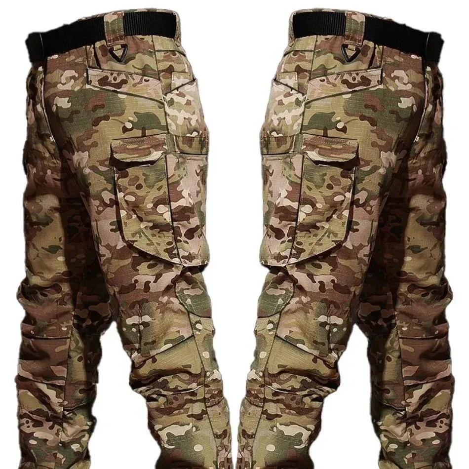 Men Camo Suit Waterproof Tactical Training Set Multi-pocket Work Wear Shirts Pants