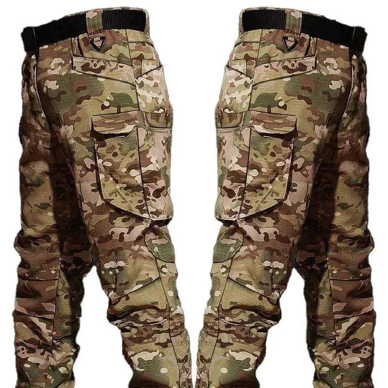 Men Camo Suit Waterproof Tactical Training Set Multi-pocket Work Wear Shirts Pants