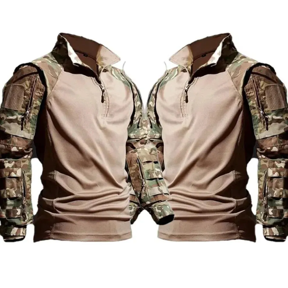 Men Camo Suit Waterproof Tactical Training Set Multi-pocket Work Wear Shirts Pants