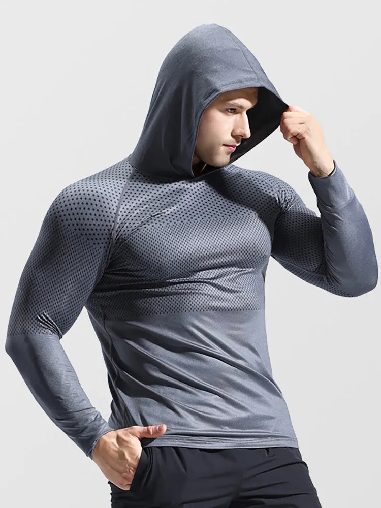 Men fitness quick dry Reflective Sports Hoodies