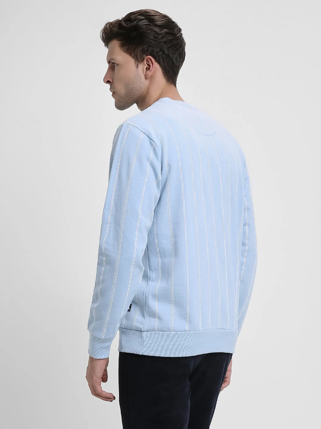 Men's Striped Round Neck Pullover Sweatshirt