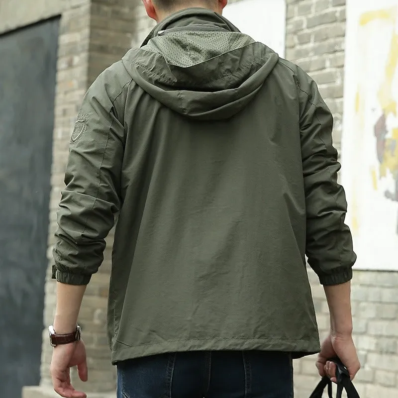 Men's Waterproof Hooded Windbreaker Jacket