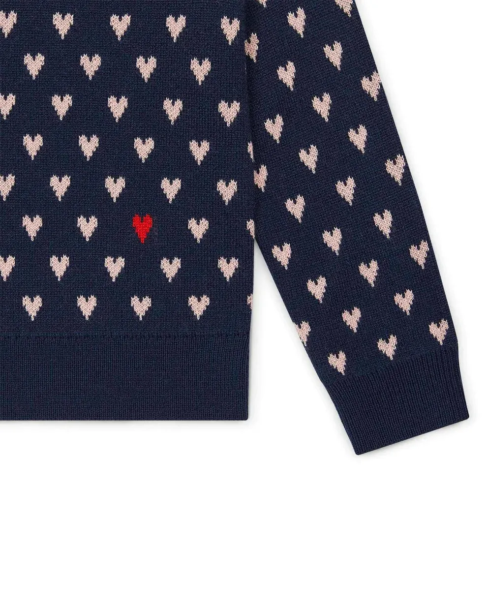 MyLove Navy Hearts Double Jacquard Knit Sweater