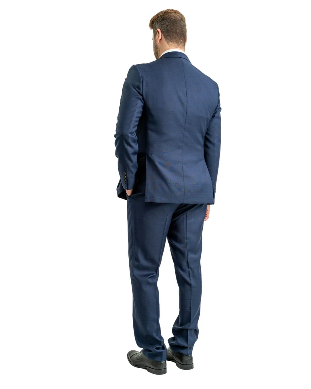 Navy Natural Stretch Tonal Checked Suit