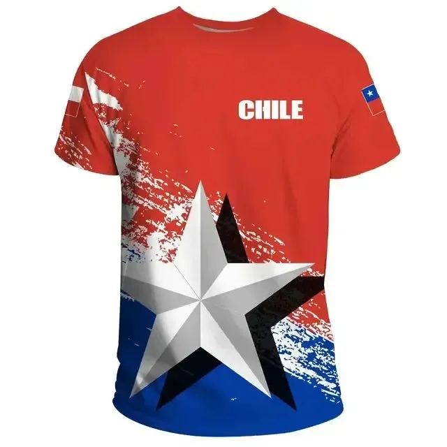 New Hot Chilean 3D Printed T-shirt Men's Summer O Collar Short Sleeve Oversized Top Casual Sports Loose Street Wear Harajuku Top