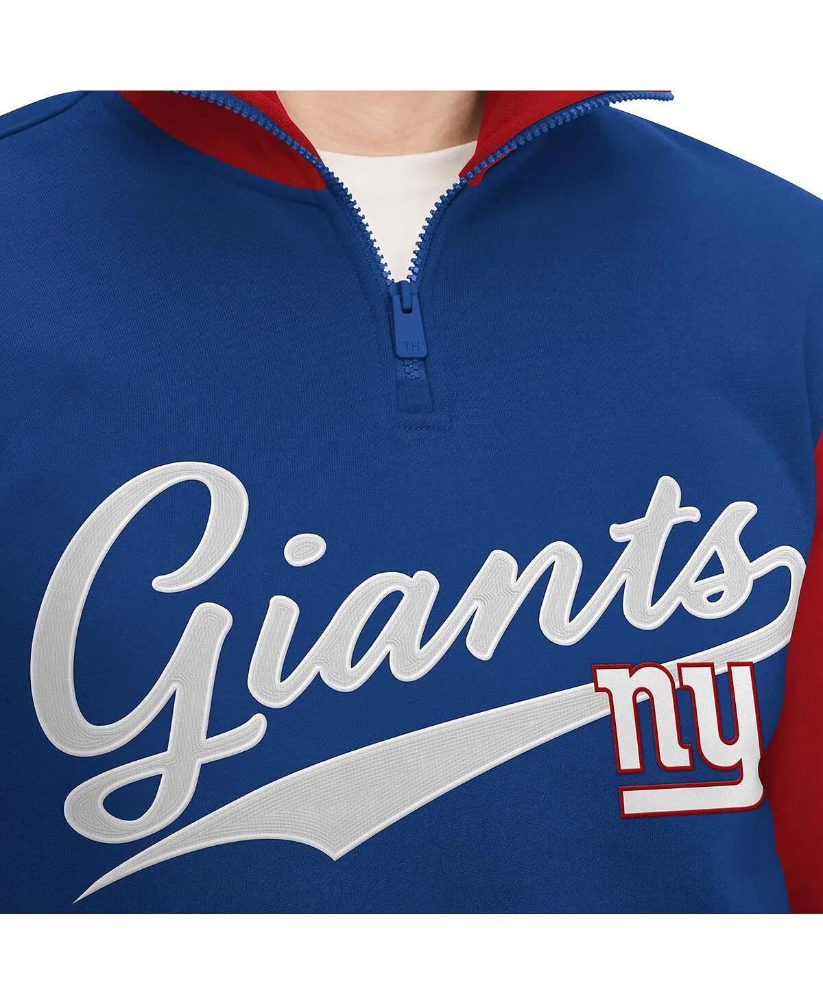 New York Giants Aiden Men's Royal Red Quarter Zip T-Shirt Tommy Hilfiger