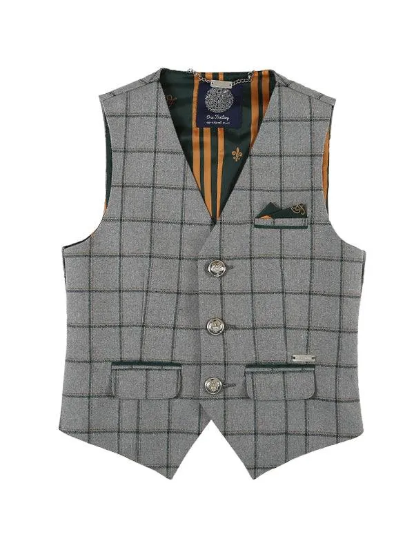 One Friday Grey Check Waist Coat