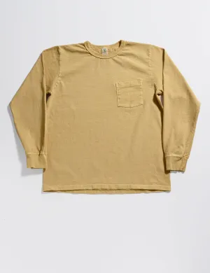 Pigment-Dyed Pocket Long Sleeve Tee in Ochre